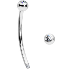 16G 9/16 Clear Gem Ball End Curved Barbell