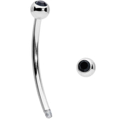 16G 9/16 Black Gem Ball End Curved Barbell