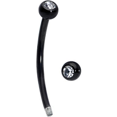 16G 9/16 Clear Gem Ball End Black Curved Barbell