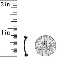 16G 9/16 Clear Gem Ball End Black Curved Barbell
