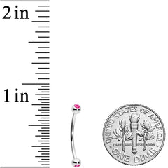 16G 9/16 Pink Gem Ball End Curved Barbell