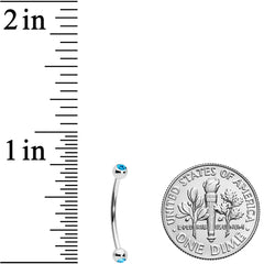16G 9/16 Aqua Gem Ball End Curved Barbell