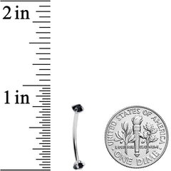 16G 9/16 Black CZ Gem End Curved Barbell