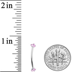 16G 9/16 Pink CZ Gem End Curved Barbell