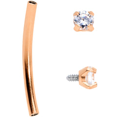16G 9/16 Clear CZ Gem End Rose Gold Tone Curved Barbell