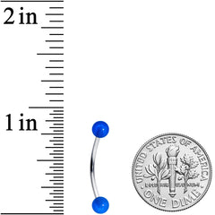 16G 9/16 Blue Glow in the Dark Ball End Curved Barbell