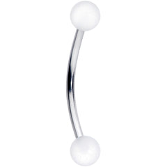 16G 9/16 White Glow in the Dark Ball End Curved Barbell