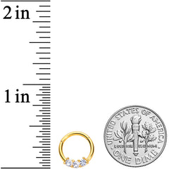 16G 5/16 Clear CZ Gem Gold Tone Trio Hinged Segment Ring