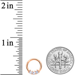 16G 5/16 Clear CZ Gem Rose Gold Tone Trio Hinged Segment Ring