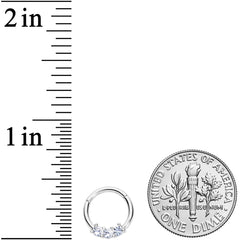 16G 5/16 Clear CZ Gem Trio Hinged Segment Ring