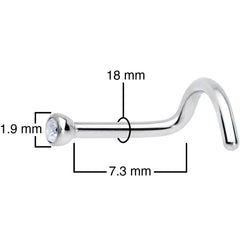 18G Clear 2mm Grade 23 Titanium Press Fit Left Nose Ring Screw