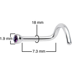 18G Hot Pink 2mm Grade 23 Titanium Press Fit Left Nose Ring Screw