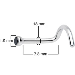 18G Black 2mm Grade 23 Titanium Press Fit Left Nose Ring Screw