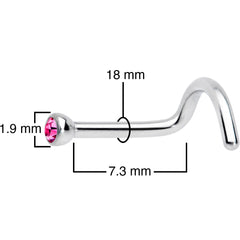 18G Pink 2mm Grade 23 Titanium Press Fit Left Nose Ring Screw