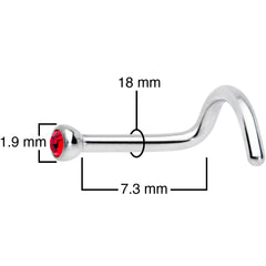18G Red 2mm Grade 23 Titanium Press Fit Left Nose Ring Screw