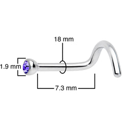 18G Violet 2mm Grade 23 Titanium Press Fit Left Nose Ring Screw