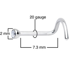 20G Clear 2mm Grade 23 Titanium Press Fit Left Side Nose Screw