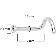 18G 1/4 Clear 2mm CZ Gem Grade 23 Titanium Left Side Nose Screw