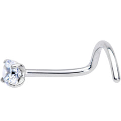 20G 7mm Clear 2.5mm CZ Gem Grade 23 Titanium Left Side Nose Screw