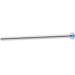 18G 3/4 Blue 2mm Synthetic Opal Titanium Fishtail Nose Ring