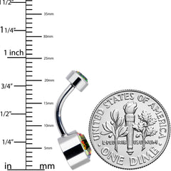 Vitrail 8mm Titanium Internal Thread Belly Ring Created with Crystals