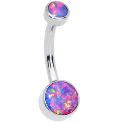 Purple Synthetic Opal Grade 23 Titanium Internal Thread Duo Belly Ring