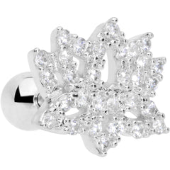 16G 1/4 Clear CZ Gem Lotus Flower Cartilage Tragus
