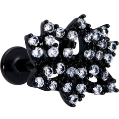 16G 5/16 Clear CZ Gem Black Lotus Flower Labret Monroe Tragus