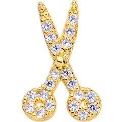 20G 1/4 Clear CZ Gem Gold Tone Shear Scissors Nose Bone