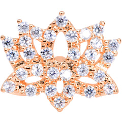 20G 1/4 Clear CZ Gem Rose Gold Tone Lotus Flower Nose Bone