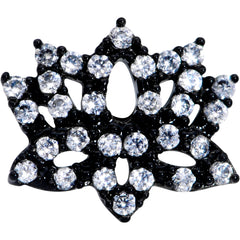 20G 1/4 Clear CZ Gem Black Lotus Flower Nose Bone