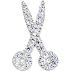 18G 3/8 Clear CZ Gem Shears Scissors Nose Hoop