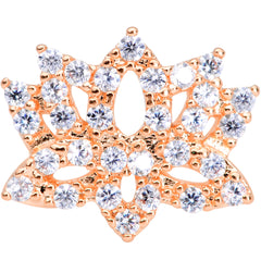 18G 3/8 Clear CZ Gem Rose Gold Tone Lotus Flower Nose Hoop