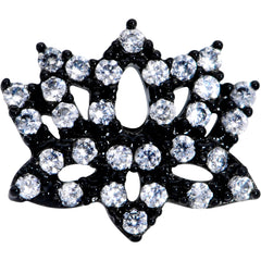 18G 3/8 Clear CZ Gem Rose Gold Tone Lotus Flower Nose Hoop