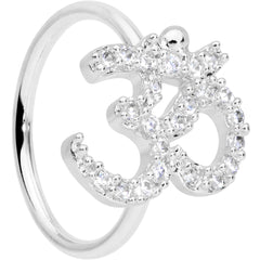18G 3/8 Clear CZ Gem Amazing Om Nose Hoop