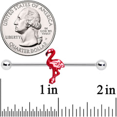 14G Red Pink Flamingo Industrial Barbell 38mm
