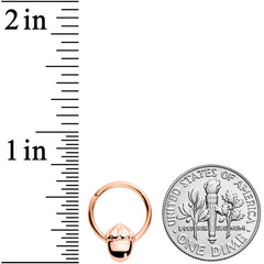 16G 3/8 Rose Gold Tone Simple Acorn Hinged Segment Ring