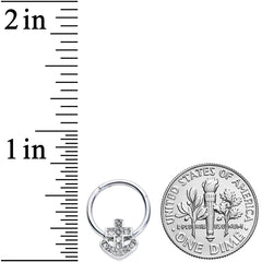 16G 3/8 Clear Gem Nautical Anchor Hinged Segment Ring