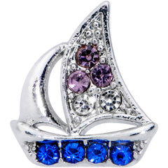 16G 1/4 Blue Purple Gem Sailboat Cartilage Tragus
