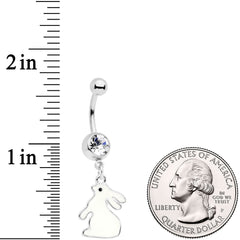 Clear Gem Easter Bunny Glow in the Dark Dangle Belly Ring