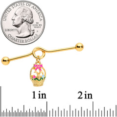 14G Gold Tone Easter Basket Glow Dangle Project Bar 38mm