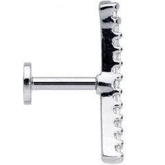 16G 1/4 Clear CZ Gem Curve Internal Thread Labret Monroe Tragus