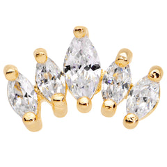 16G 1/4 Clear CZ Gem Gold Tone Crown Cartilage Tragus Earring