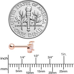 16G 1/4 Clear CZ Gem Rose Gold Tone Crown Cartilage Tragus Earring