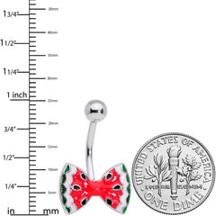 Red Green Sweet Summer Watermelon Bow Belly Ring