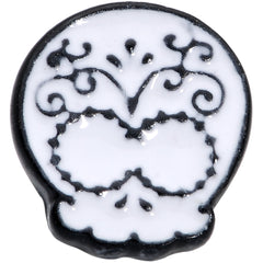 16G 1/4 Black White Calavera Sugar Skull Cartilage Tragus