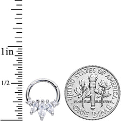 16G 5/16 Clear CZ Gem Circlet Hinged Segment Ring