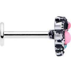 16G 5/16 Black Gem Pink Orb Owl Labret Monroe Tragus