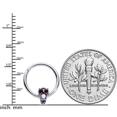 16G 3/8 Black Gem Pink Orb Owl Septum Ring