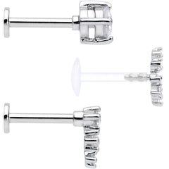 16G 5/16 Clear Gem Bioplast Curves Labret Monroe Tragus Set of 3